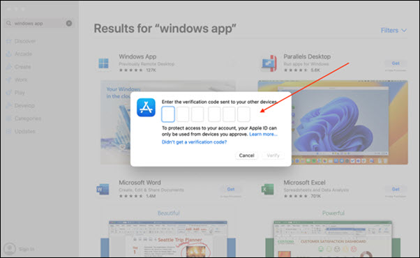Red arrow to verification code